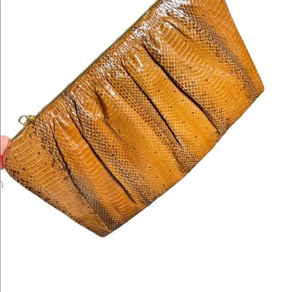 Vintage 1960s Snow White Snake skin leather clutch shoulder bag purse boho - Picture 7 of 16